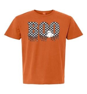 Check Boo With Ghost Burnt Orange Tee